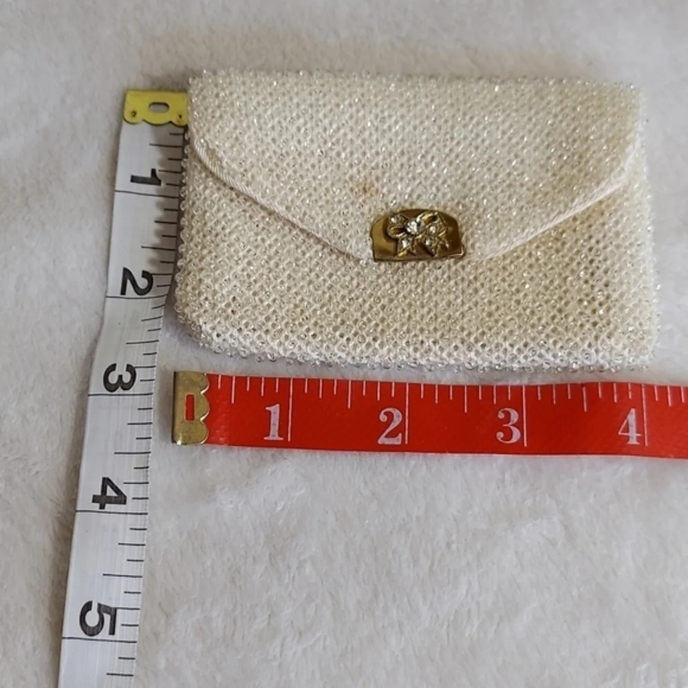 Vintage 50s Lumerd Sparkly White Evening Bag with matching coin purse - Picture 9 of 16